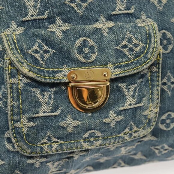 LOUIS VUITTON Monogram Denim Buggy GM Shoulder Bag Blue - Picture 9 of 16